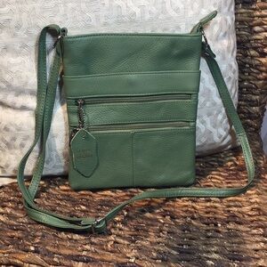 No brand leather Sage green crossbody